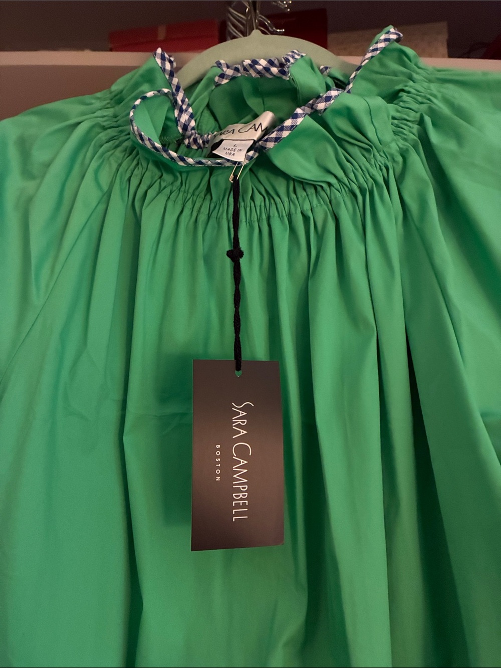Sara Campbell Bright Green Mini Dress with Gathered Neck - Picture 2 of 3